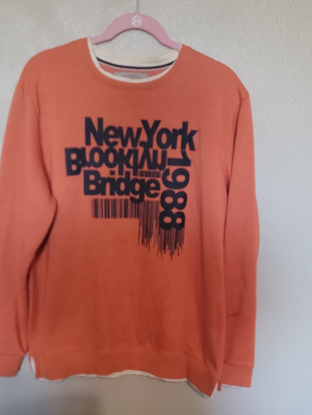 Orange 'New York Brooklyn Bridge 1988' Graphic  Sweater
